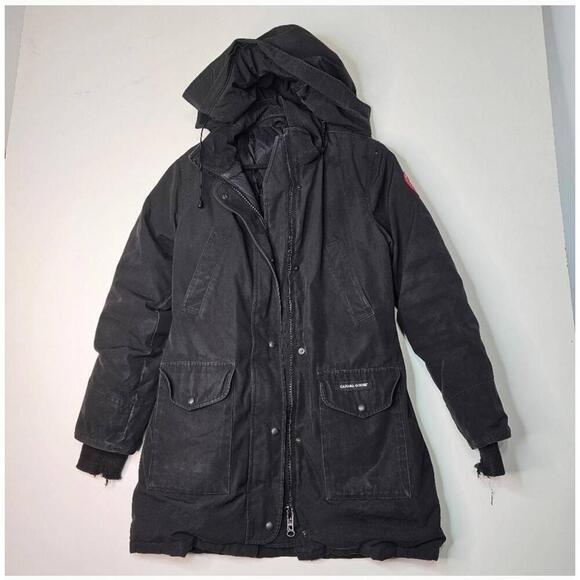 Canada Goose Trillium 6560L R Black Hooded Fur Trim Parka Medium - Picture 1 of 14